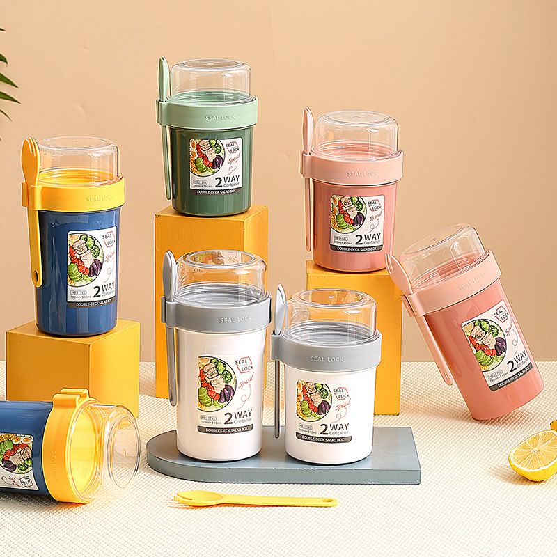 Wholesale Plastic Soup Cup, 2-Layer Student Milk Porridge Cup