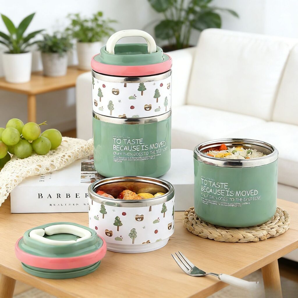 Wholesale 304 Stainless Steel Bento Lunch Box, 2-Layer for Kids and Students