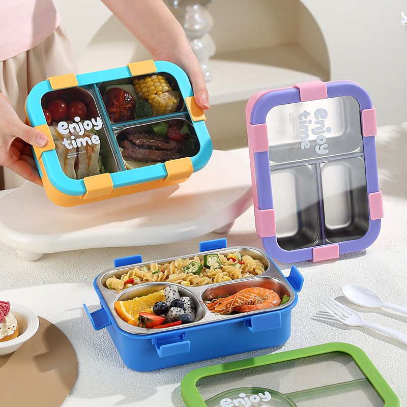 Wholesale 304 Stainless Steel Bento Lunch Box, for School and Office, Rectangular