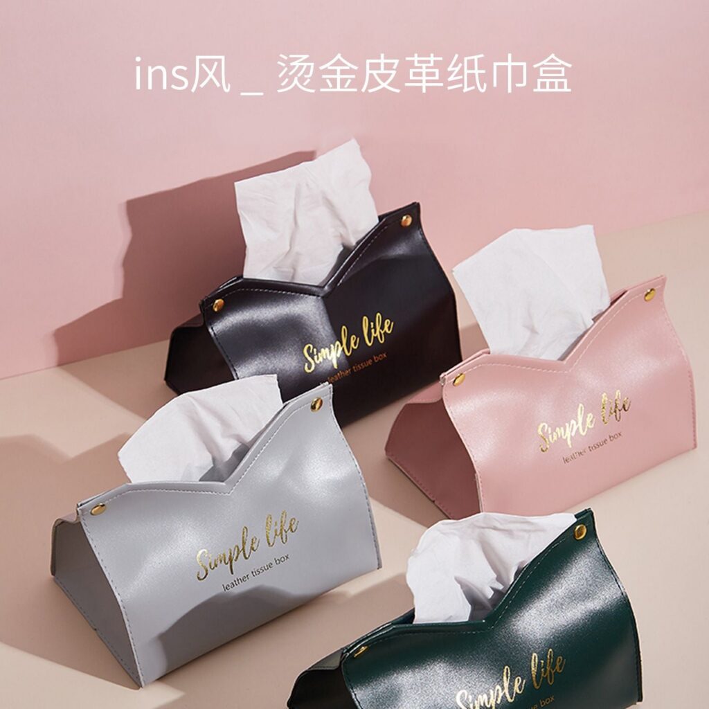 Wholesale PU Leather Tissue Box, Wood Grain Tissue Case