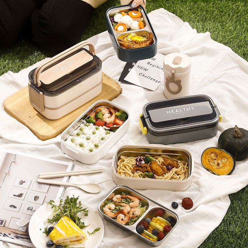 Wholesale 304 Stainless Steel Bento Lunch Box, 2-Layer Leak-Proof Lunch Container