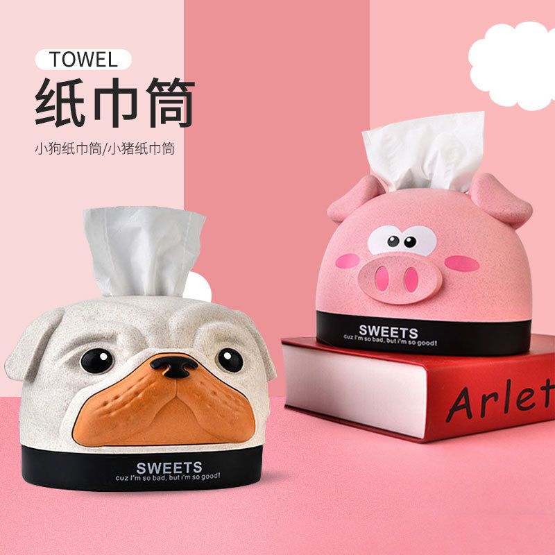 Wholesale Wheat +PP Tissue Box, Cartoon Printed Decorative