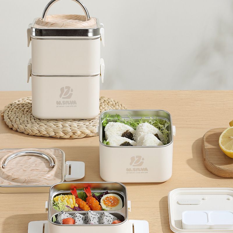 Wholesale 304 Stainless Steel Bento Lunch Box, Stackable Food Container, Grain