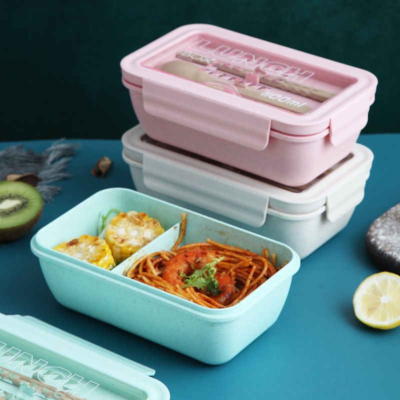 Wholesale PP+PS+ Wheat Straw + Silicone Bento Lunch Box, Microwave Safe Bento Box