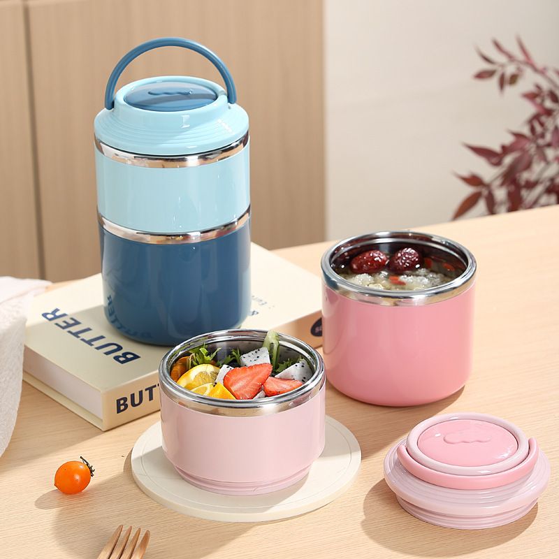 Wholesale 304 Stainless Steel Bento Lunch Box, Round for Kids and Students