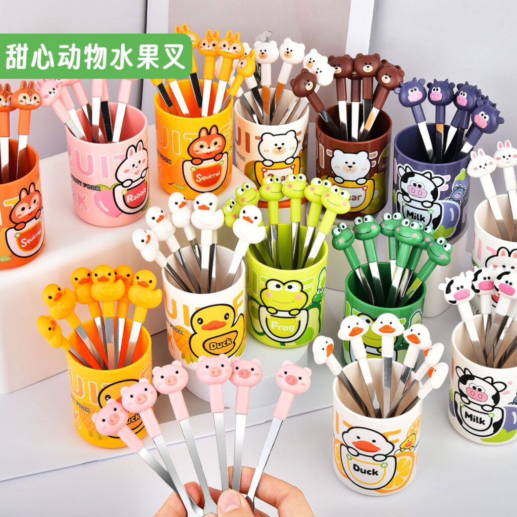 Wholesale Stainless Steel Fruit Fork, Cartoon Kids Tableware Fork