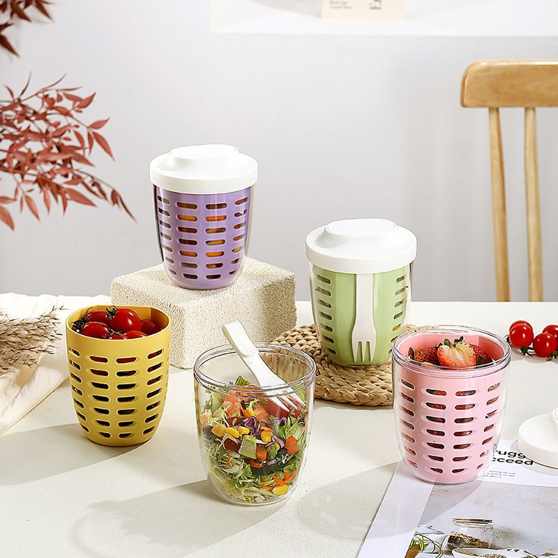 Wholesale AS+PP+ Silicone Soup Cup, 2-Layer Student Milk Porridge Cup
